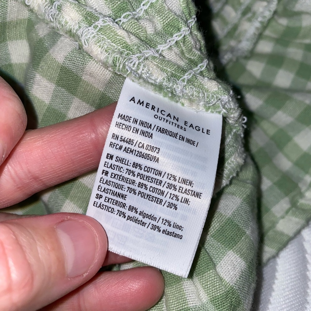 American Eagle Green/White Plaid Linen Set in size XXS - Picture 5 of 15